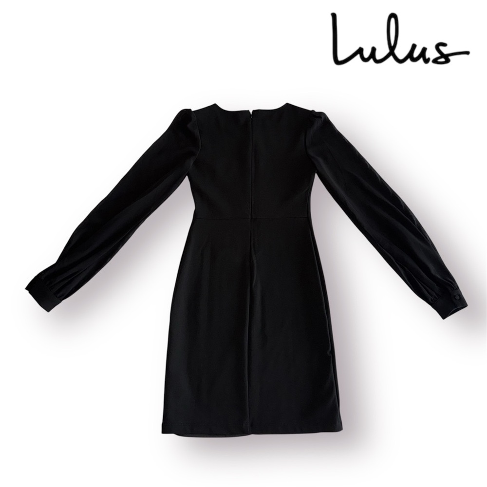 🛍️SALE🛍️ Lulu’s Long Sheer Sleeves Black Dress - Picture 4 of 9